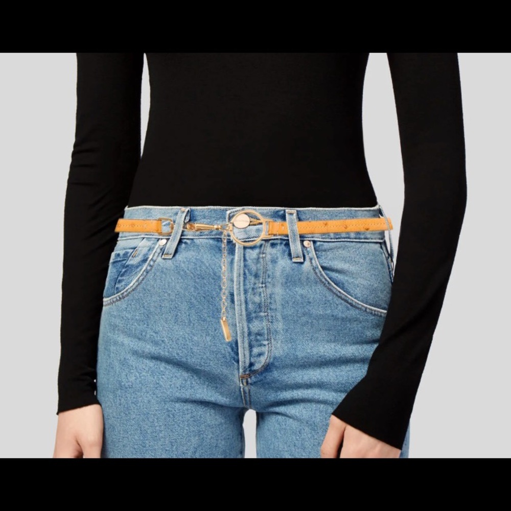 Authentic Prada Ostrich Skinny Belt